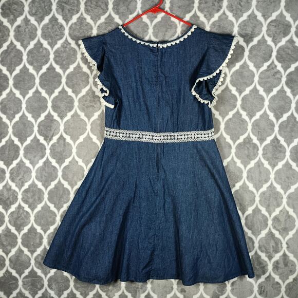 Disney Beauty and the Beast Dress Girls Size Large Blue Lace Trim Belle Tween - Picture 3 of 8